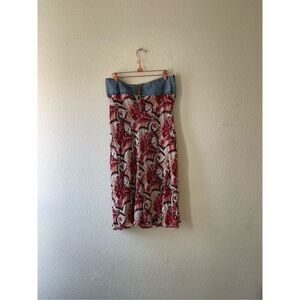 Y2k denim lace up paisley‎ floral midi skirt size 8 bratz boho